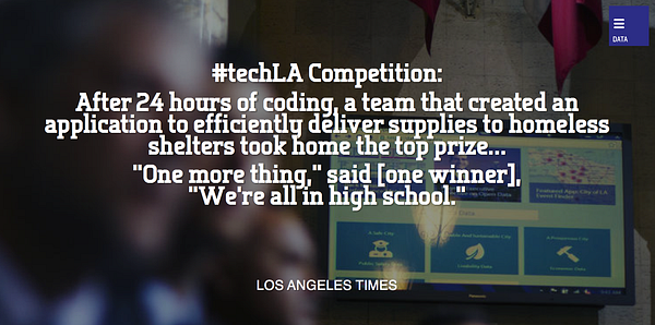 LA Times headline: a team of high-schoolers wins the #techLA competition