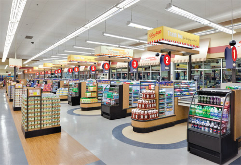 Supermarket checkout aisle