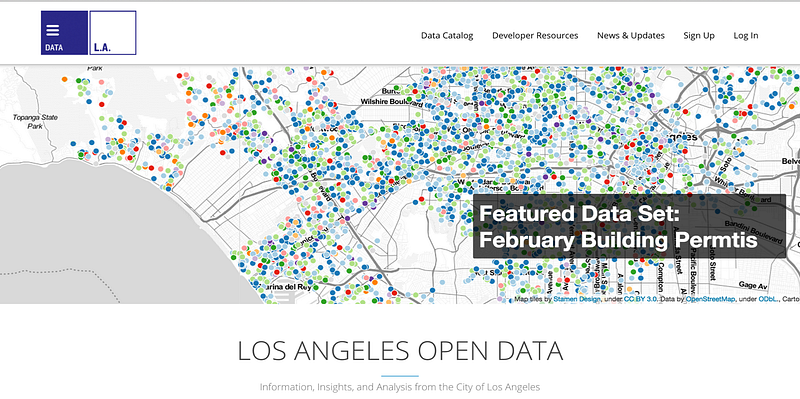 Los Angeles open data map of February building permits