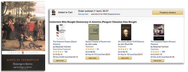 Amazon "customers also bought" recommendations for Democracy in America